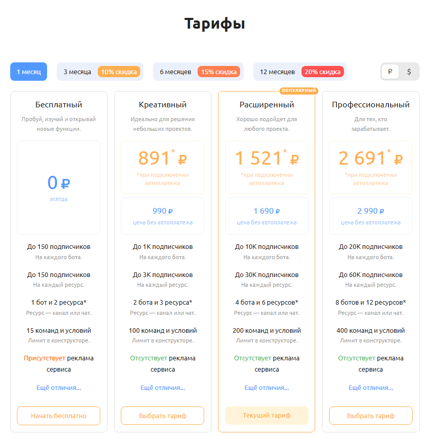 Тарифы Puzzlebot. Тарифы Puzzlebot.